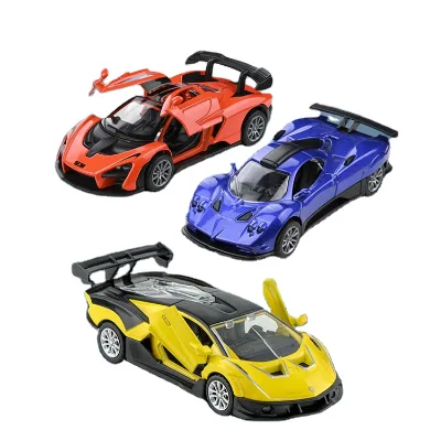 Two Door Opened Three Color Mixed 1/36 Pull Back Die Cast Model Racing Car for Kids Age 3+