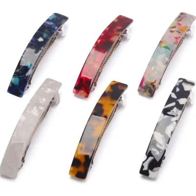 Minimalist Elegant Girls Hair Clips Metal & Acetate Side Bang Clips Popular Hair Accessories