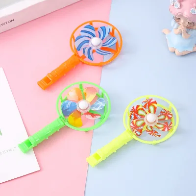 Colorful Small Plastic Windmill with Whistle Children's Windmill Toy