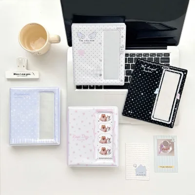 Rose Polka Dot Series Four-Slot Photo Album with PVC Material-Large & Small Cards Storage for Business Cards and Instant Film