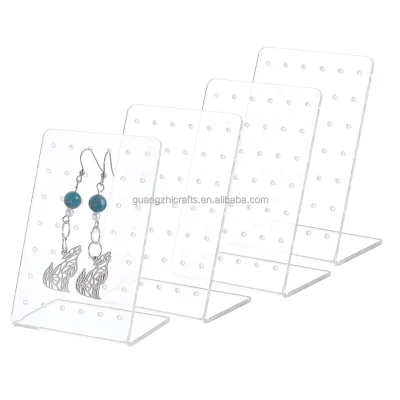 L Shaped Acrylic Earrings Holder Clear Acrylic Jewelry Show Rack 42 Holes Acrylic Earrings Organizer Holder