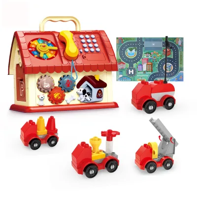Jinming Educational Block Toy House Shape With Cartoon Car Baby Musical Activity Cube Toys