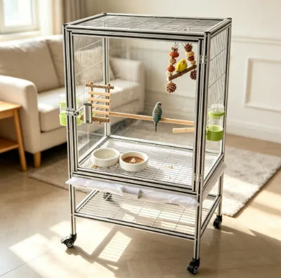 New Luxury Open Top Large Aluminum Bird Cages Solid Budgerigars Parrots Pet Breeding Box Outdoor Use Detachable Equipment