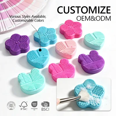 2 in 1 Design Silicone Make up Brush Cleaning Mat Cosmetic Cleaning Pads Brush Cleaner Washing Pad Portable Washing Tool