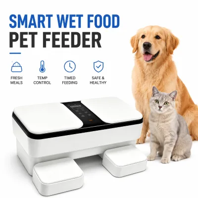 Professional Smart Wet Food Pet Feeder with Semiconductor Cooling and Heating Function Stainless Steel Bowl for Cats and Dogs