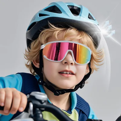 TR90 Large Frame Kids Sunglasses for Boys Girls 3-12 Years Old White Frame Polarized Lenses for Outdoor Sports Running Riding