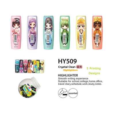 BEIFA HY509 Fashion Student Stationery Set Flower Aesthetic Kawaii Highlighters Chisel Tip PP Box Cute Design Hilight Pen