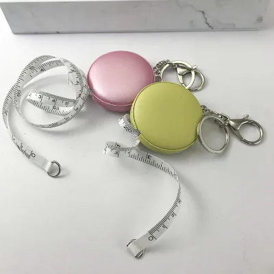 Custom Metallic Leather Cover Tape Measure Keychain 1.5 Meter for Giveaway or Advertising Gift