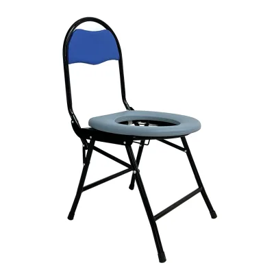Medical Equipment Portable Commode Chair With Wheel Folding Commode Toilet Chair for Disabled Elderly