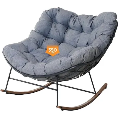 Patio Living Room Rocking Chair for All Aages, Comfy Accent Reading Sofa, Modern Cozy Lounge Rocker with Cushion