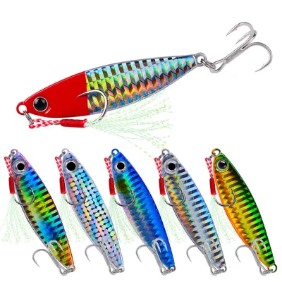 Cross-border wholesale metal fake bait lure fishing gear supplies lead fishing iron plate with blood groove hook