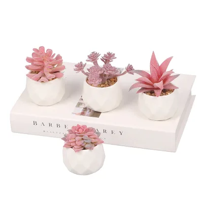 Durable Artificial Succulent Plants Ceramic Pots Cute Fake Plants Office Home Bathroom Decor Women Girls Birthday