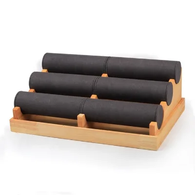 3 Tier Table Top Wooden Necklace Bracelet Holder Hanging Jewelry Organizer With Jewelry Tray Base