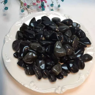 HZ Crystal Tumbled Stone Gemstone Black Rutilated Quartz Gravel Tumbled Stone for Sale Crafts