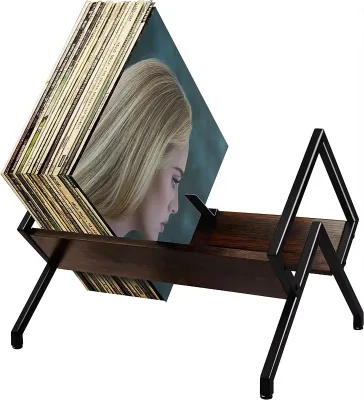 Vinyl Records Albums Storage Rack Metal and Wooden Vinyl Record Organizer Stand Vinyl Record Storage Holder