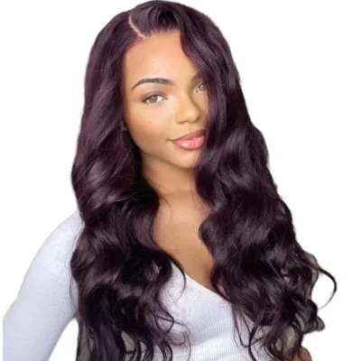 13x4 Transparent Heat Resistant Synthetic Lace Front Wig Body Wave Pre Plucked Highlight Blend Black