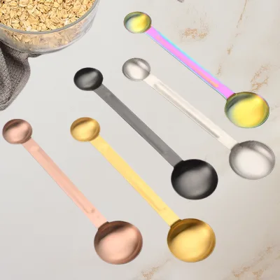 New Style Custom Logo Multifunction Double Head Coffee Measure Bean Scoop Tea Spoon Stainless Steel Measuring Spoon