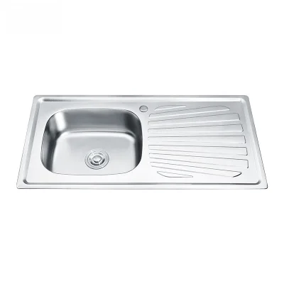 304 stainless steel sink, dishwashing, single, kitchen washing basin with plate, custom export to Africa and South America