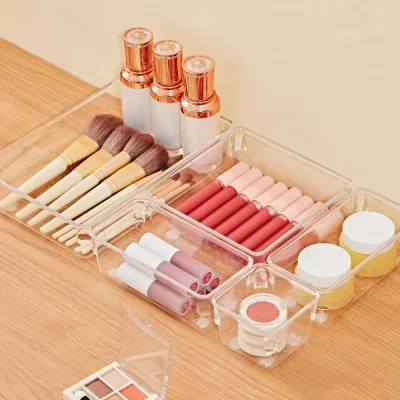 Modern Closet Organizer Wardrobe Clear Storage Box Drawer Organizer Set Plastic Tray