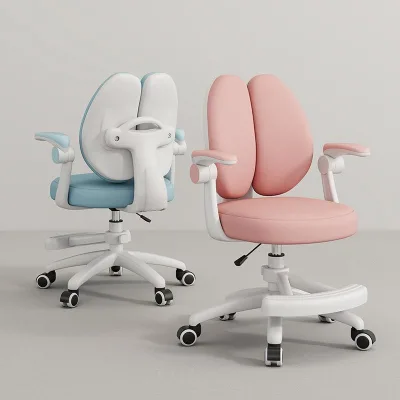 Double Back Support Kids Desk Chair Height-Adjustable Study Chair with Flip-up Armrests for Boys Girls Teens