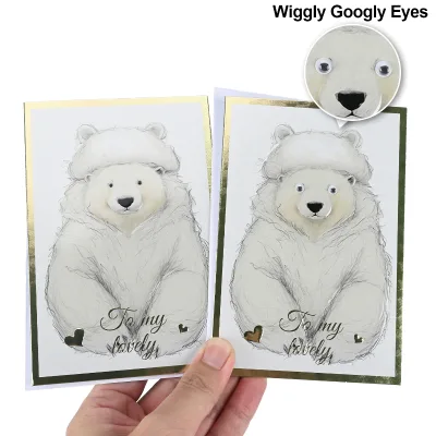 Wholesale Custom Animal Design Creative Wiggly Googly Eyes Cute Embossed Gold Foil Party Holiday Greeting Card with Envelope