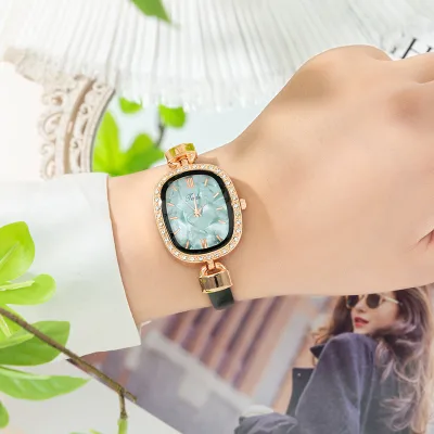 Fashion Irregular Rectangle Oval Quartz Wrist Watch for Women Luxury Brand Small Roman Dial Leather Strap Ladies Watches Clock