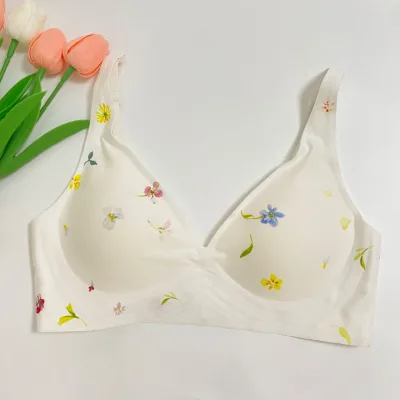 Customize Print Seamless Bralette for Women Invisibles Comfort Lightly Lined Seamless Wireless Triangle Bralette Bra