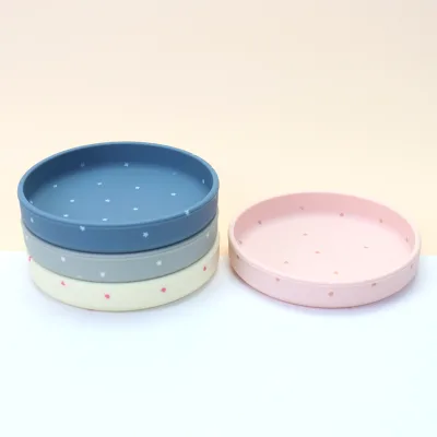 6.8 Inch Silicone Round Baby Plate Without Suction Non Toxic BPA Free Non Slip Unbreakable Baby Snack Dishes
