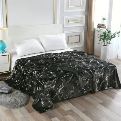 FY Custom 100% Polyester Flannel Fleece Blanket Soft Fluffy Black Print Kids Adults Striped Festival