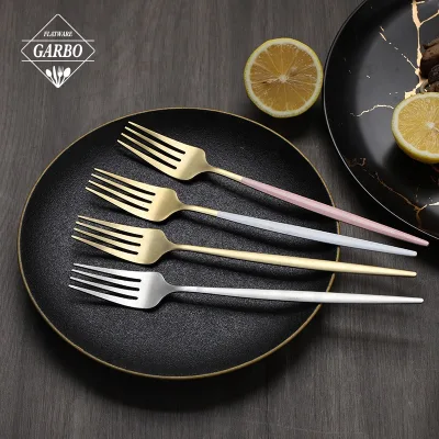 Cheap Type Thin Portugal Stainless Steel Cutlery for Wedding PVD Plating Color Handle Tableware Dinner Spoon Fork Flatware Sets