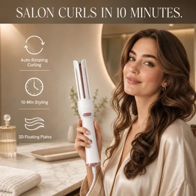 Automatic Hair Curler With Cool Air Flow 360 Degree Self Rotating Curling Wand LCD Display Wholesale for Salon Use