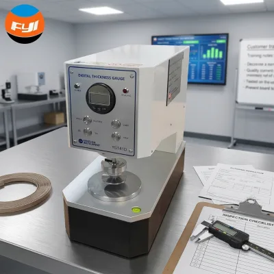 ISO 5084 FYI Brand Digital Fabric Thickness Gauge LED Display High Accuracy Electronic Thickness Tester YG141D 1 Year Warranty