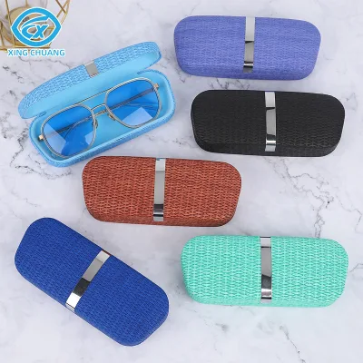 Durable Metal Glasses Case Anti-Pressure Eyewear Case Sunglasses Case Leather Glasses Storage Box with Logo Custom