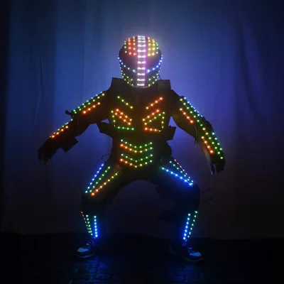 Halloween LED Illuminated Armor Costume Creative Luminous Dance Gloves Cosplay Costume for Performance