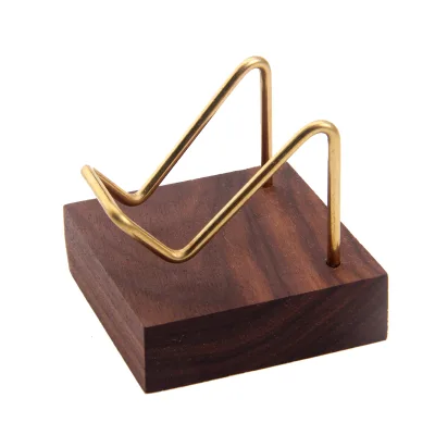 Modern Black Walnut and Copper Display Stand with Copper Base 5x5x4.5cm for Shop or Home Store Display