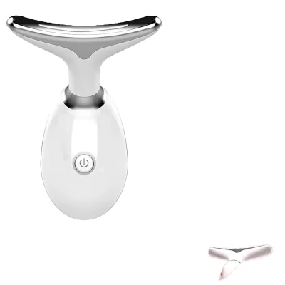 Handheld Facial Neck Massager Skin Tightening Microcurrent Vibration Technology USB Rechargeable LED Lights (Yellow/Blue/Red)