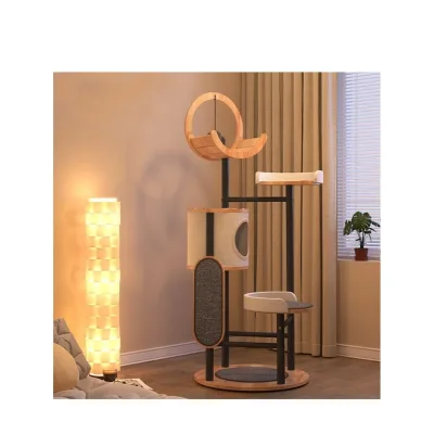 Custom Wholesale Wood Sisal Large Cat Tree House Safety and Comfort Solid Wood Sturdy Cat Tree