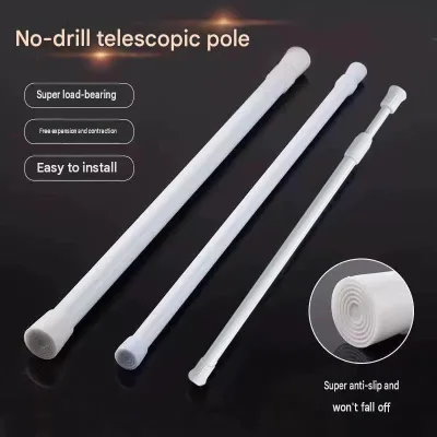 Punch-Free Telescopic Rod Installation-Free Shower Curtain Pole and Clothes Drying Rod Door and Half Curtain Wardrobe Strut