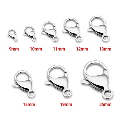 Stainless Steel Lobster Clasp Colorfast Bracelets Necklaces; DIY Jewelry Connector; Available 9mm-25mm Sizes Wholesale Dongguan