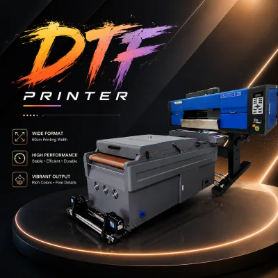 AYF 60cm 2pcs I3200 High-Speed Automatic DTF T-Shirt Printing Machine-Industrial Equipment Designed for Business 1-Year Warranty