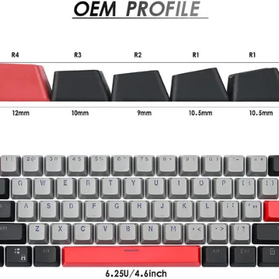 61 Keycaps 60 Percent, Ducky One 2 Mini Keycaps for Mechanical Keyboard OEM Profile RGB PBT Keycap S