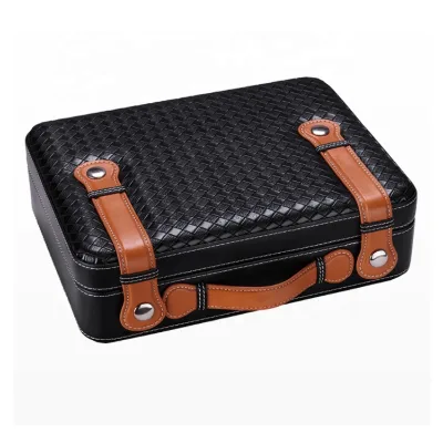 Corco Portable Handy Leather Cigar Travel Humidor Humidifier Classic Black Cigar case Humidor