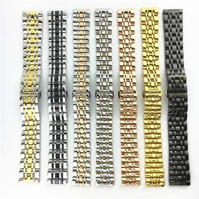 Luxury 14-23mm Stainless Steel Butterfly Clasp Curved Flat Ends Customizable Logo Universal Wrist Watch Band