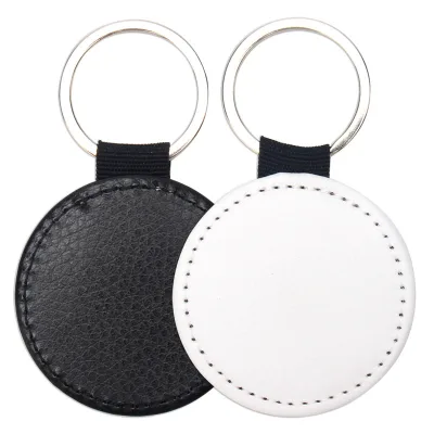 Wholesale Eco-Friendly Simple Laser-Cut Leather Keychain Customizable Blank Key Ring