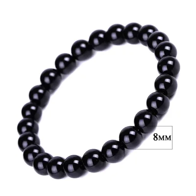 Bestone Custom Black Obsidian Healing Power Natural Stone Luxury Feng Shui Yoga Obsidian Bracelet