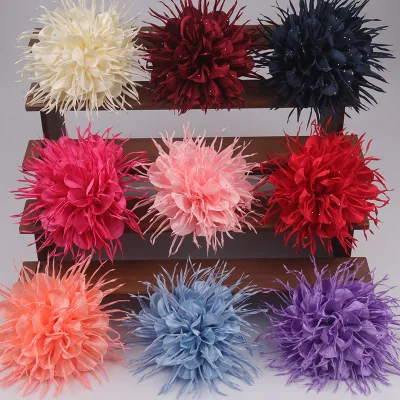 13cm Women Party Wedding Handmade Fabric Flowers Camellia Clothes Accessories DIY Brooch Colorful Women Large Flower Corsage