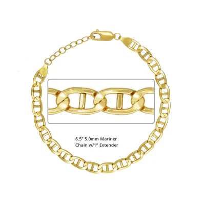 GLORY PACE 5.0mm Mariner Chain Link Bracelets Permanent Jewelry Chains 1/20 14K Gold Filled Bracelets & Bangles for Woman