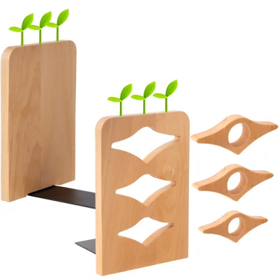 Wooden Bookends Wood Book Ends Stand Thumb Book Page Holder Sprout Bookmarks Book Organizer Reading