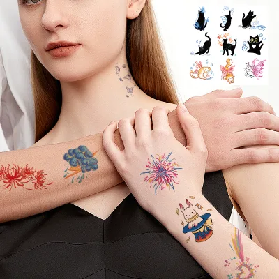 Customized Waterless Tattoo Stickers Safe Environmentally Friendly Colorful Butterflies Waterproof Temporary Tattoo Stickers