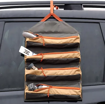 OEM Factory Portable Heavy Duty Portable Multi Pockets Camping Cookware Organizer Bag Outdoor Kitchen Tool Storage Pouch